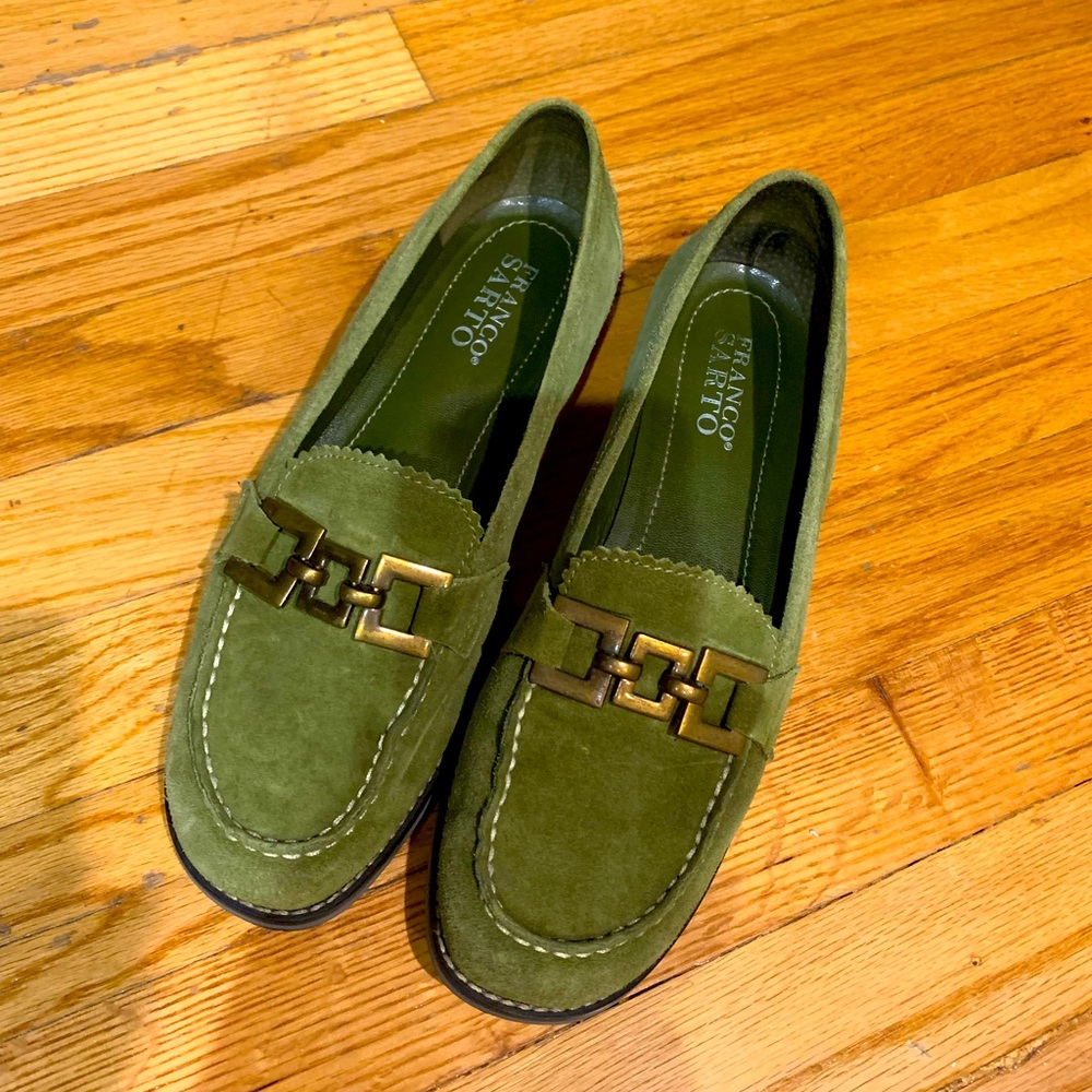 Olive Green Suede loafers